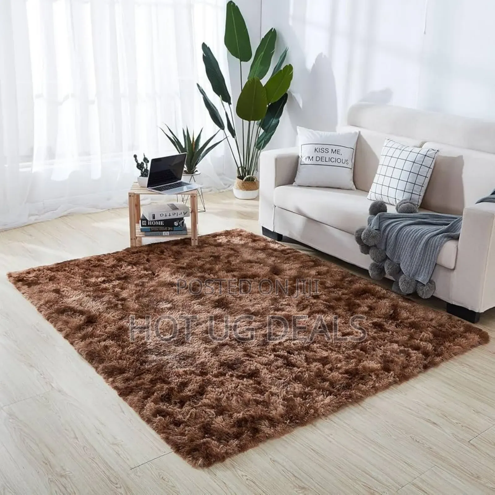 1.5 X2m Fluffy Center Carpets Fluffy Rugs - Coffe Brown Patched