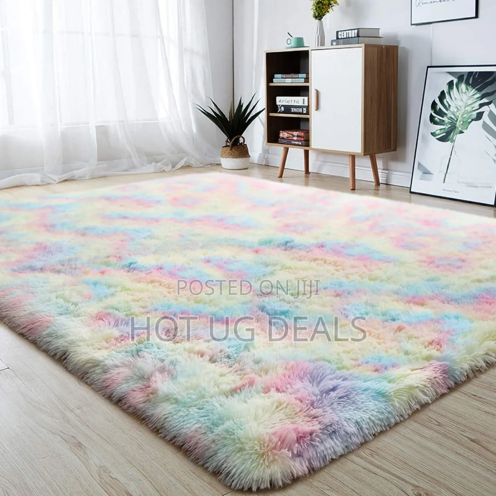 1.5 X2m Fluffy Center Carpets Fluffy Rugs - Rain Bow