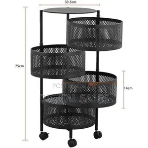 4-tier Rotating Kitchen Storage Cart With Wheels
