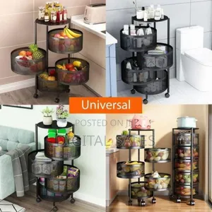 4-tier Rotating Kitchen Storage Cart With Wheels