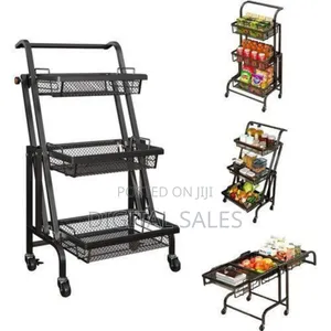 Foldable 3-tier Rolling Utility Cart With Mesh Baskets Convertible