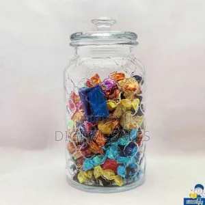 Elegant Ribbed Glass Storage Jar With Glass Lid