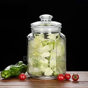 Elegant Ribbed Glass Storage Jar With Glass Lid