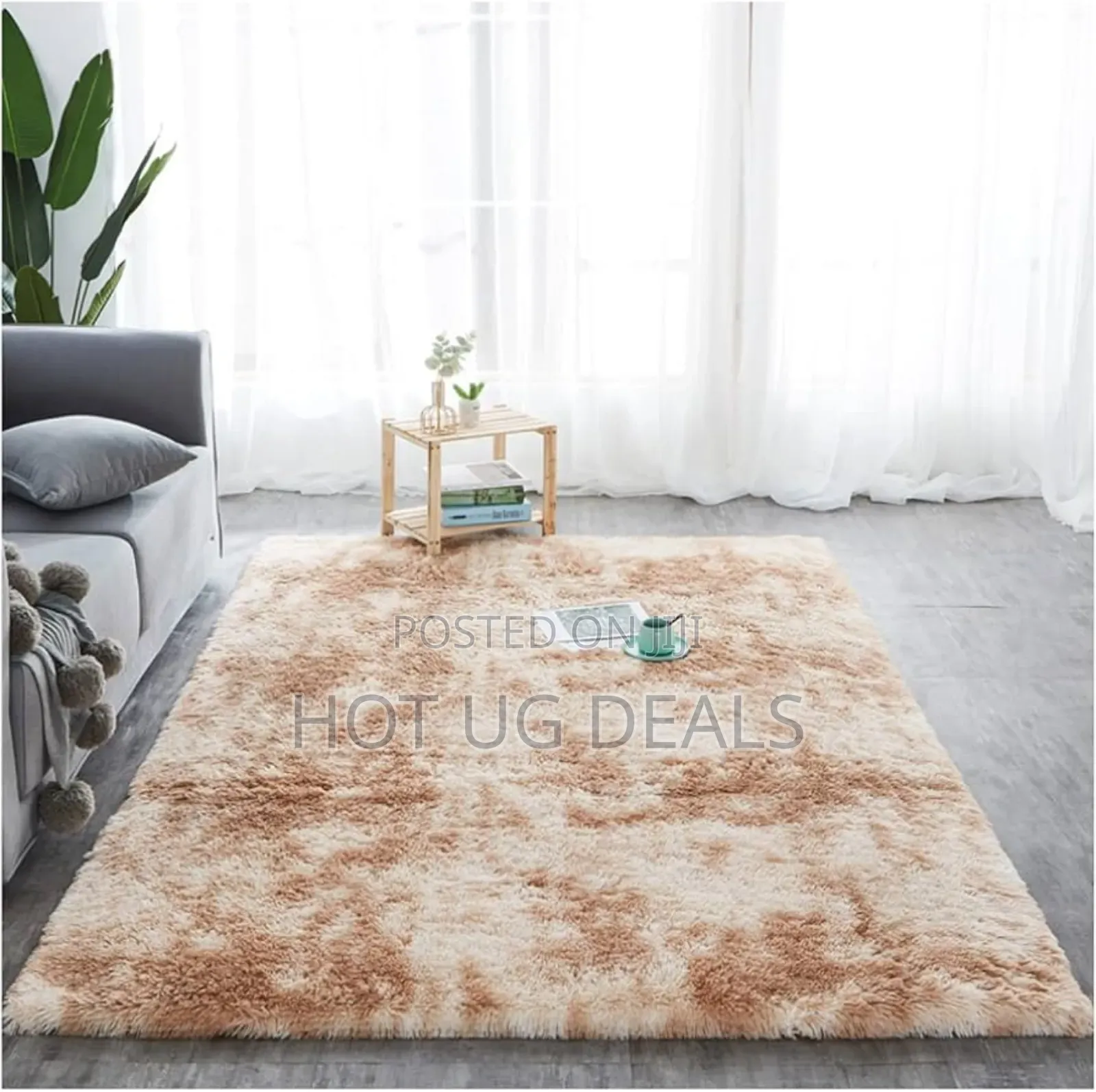1.5 X2m Fluffy Center Carpets Fluffy Rugs - Beige Patched
