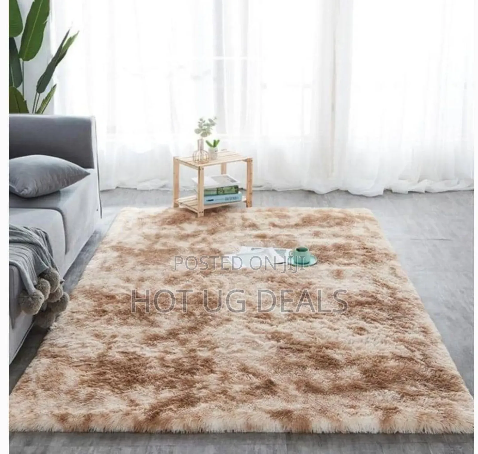 1.5 X2m Fluffy Center Carpets Fluffy Rugs - Beige Patched