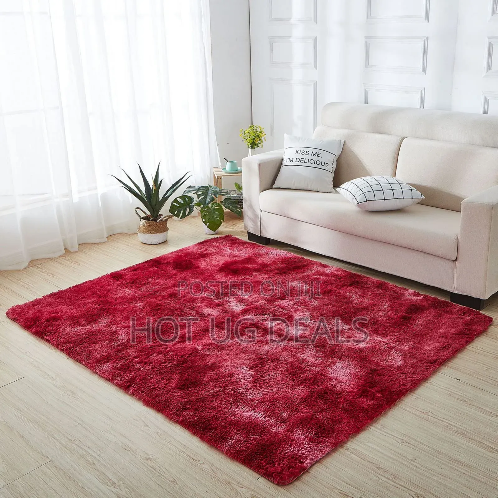 1.5 X2m Fluffy Center Carpets Fluffy Rugs - Red Patched