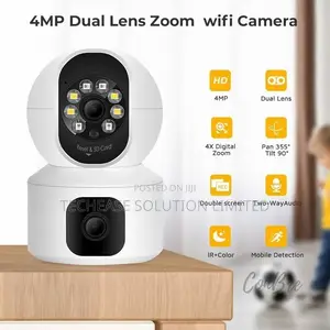Dual-Lens Wifi Security Camera Motion Alerts, Night Vision
