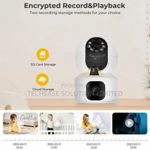 Dual-Lens Wifi Security Camera Motion Alerts, Night Vision