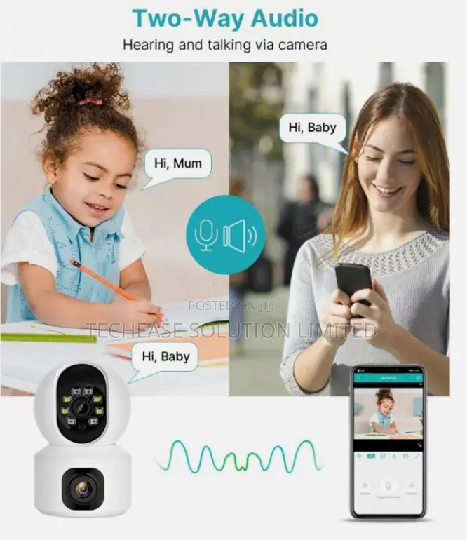 Dual-Lens Wifi Security Camera Motion Alerts, Night Vision