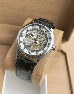 Men's Longlux Wrist Mechanical Analog Time Piece With Leather Straps