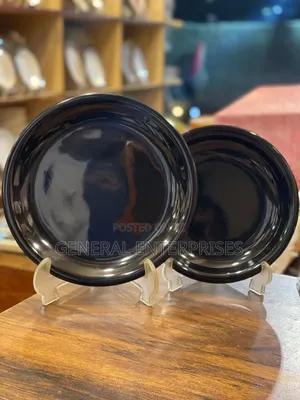 6pcs Vintage or Modern Black Ceramic Platter or Plate