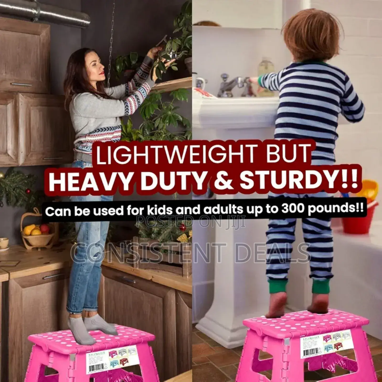 Folding Step Stool - 11"X8" Lightweight Portable Stool