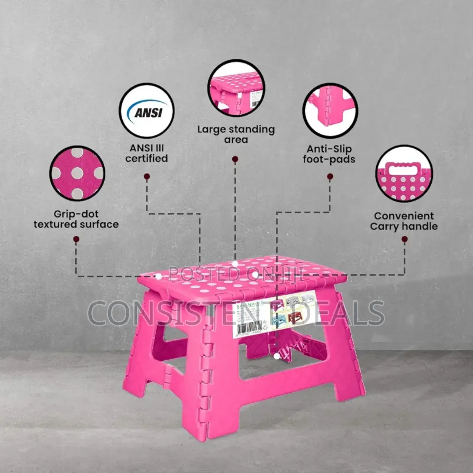 Folding Step Stool - 11"X8" Lightweight Portable Stool