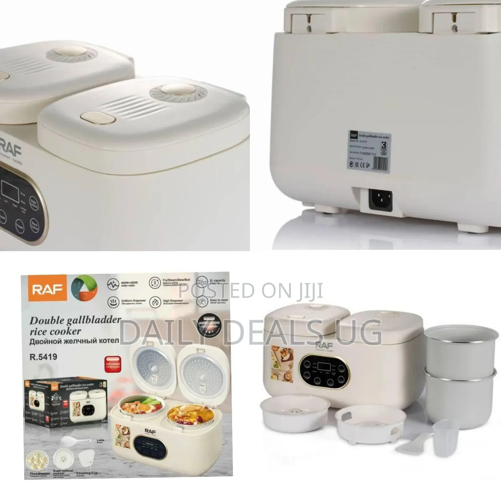 Raf Versatile Double-Compartment Electric Multicooker - Multicolor
