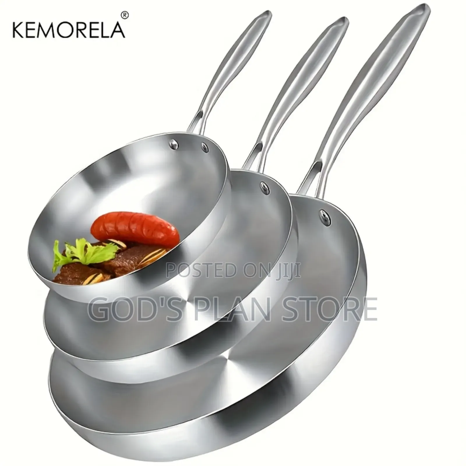 Triple Layer Stainless Steel Frying Pan Imported 3pcs