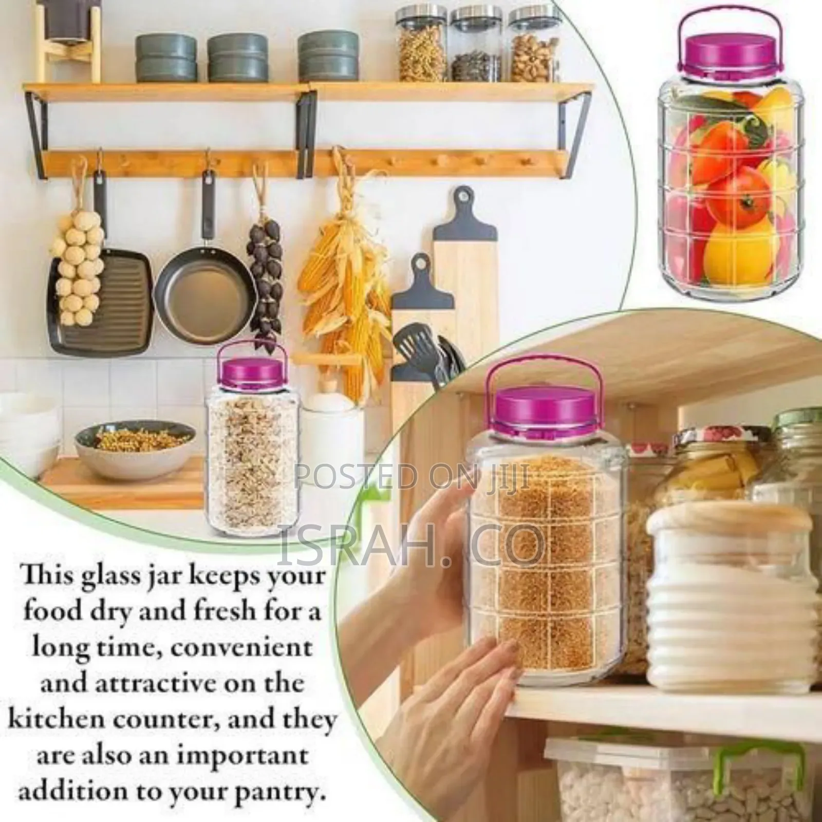 Large Capacity Glass Jar With Carrying Handle