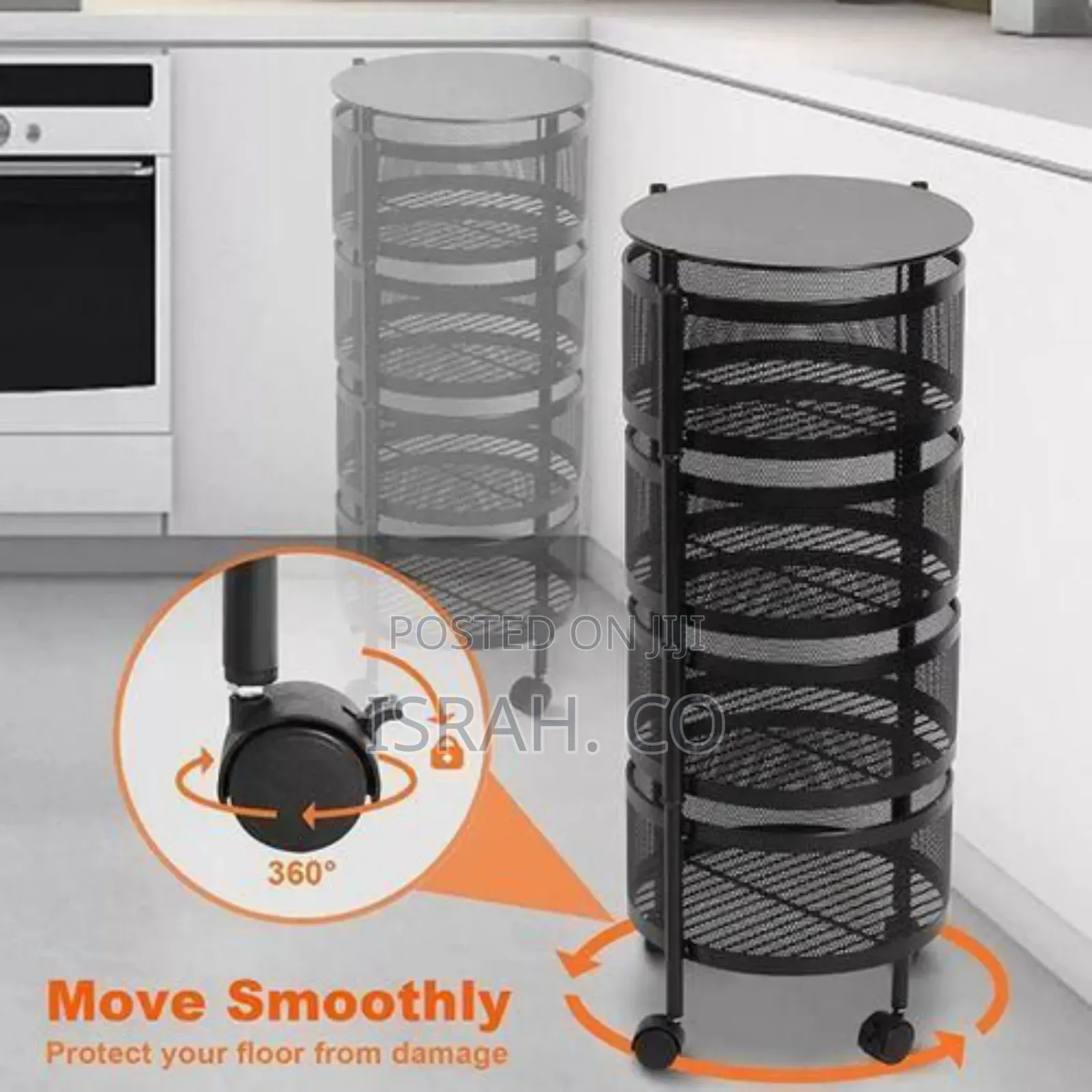 Multi-Layer Rotating Kitchen Storage Cart With Perforated Baskets