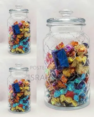 Elegant Ribbed Glass Storage Jar With Glass
