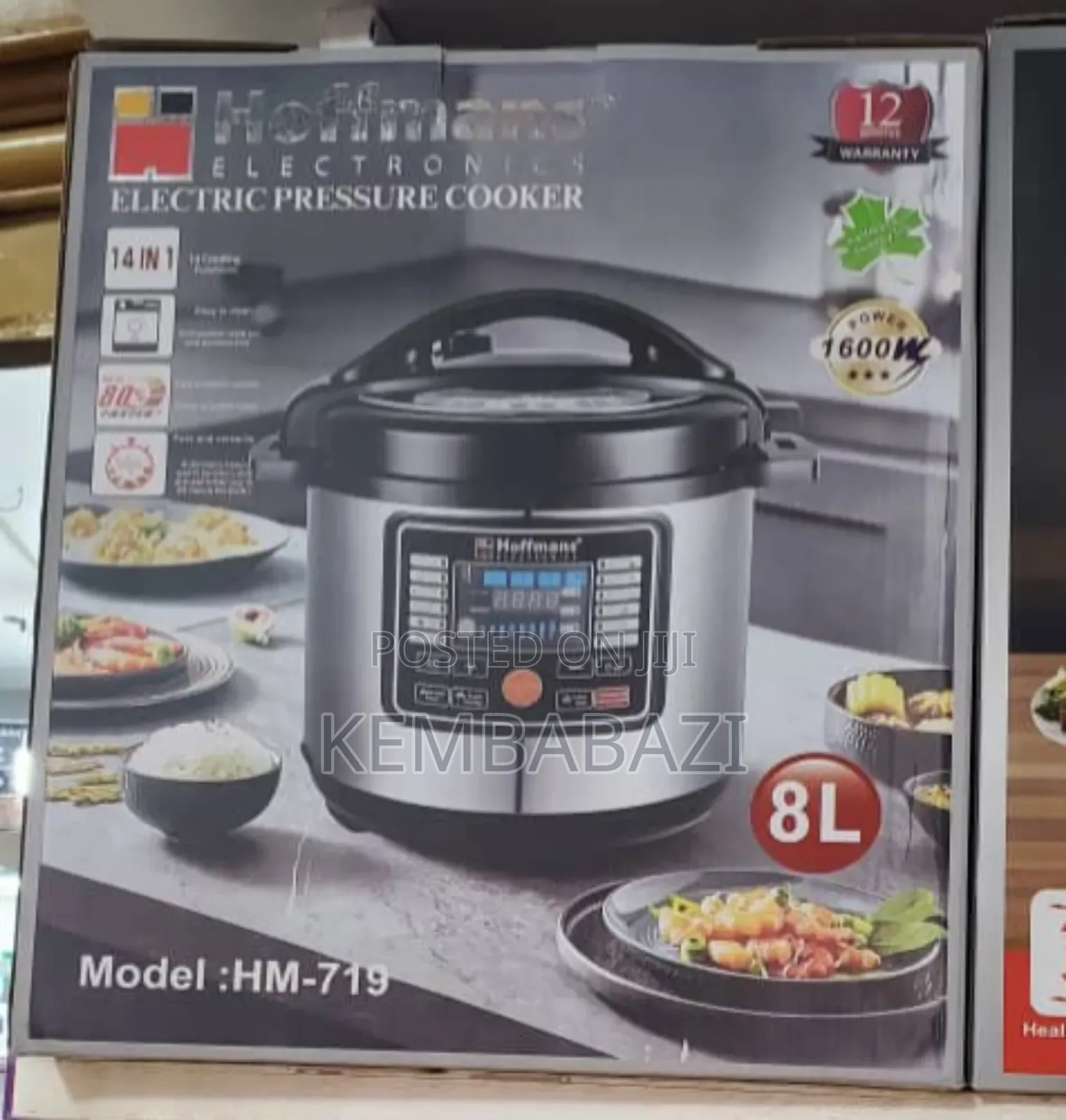 Hoffmans 8l Electric Multifunction Pressure Cooker (Model: Hm-719).