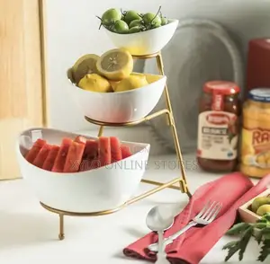 A 3 Tier Serving Stand With Elegant Bowls White