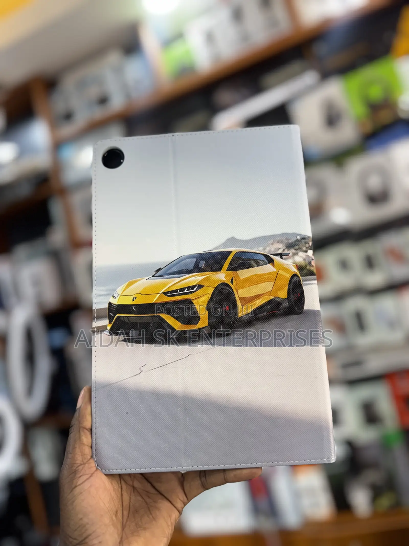 Protective Tablet Case Featuring a Design of a Lamborghini Urus.