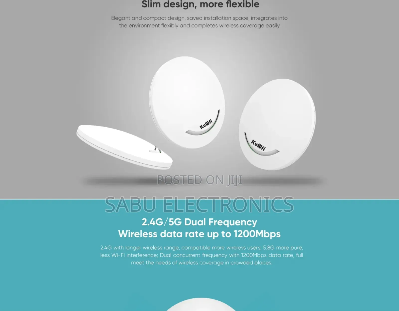 Kuwfi Ap240 1200mbps Dualband Ceiling Wifi Access Point –Poe Supported