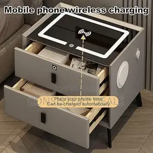 Smart Bedside Table With Wireless Charging & Usb Charging Station