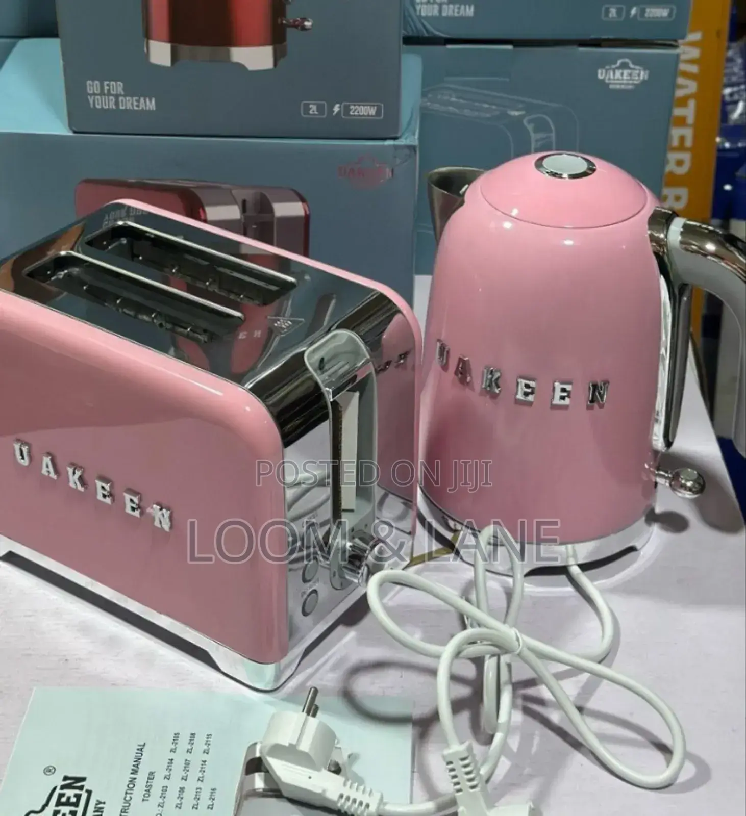 Uakeen Electric Kettle and Matching Toaster Set