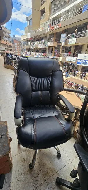 Gray-Black Executive Pure Leather Office Chair