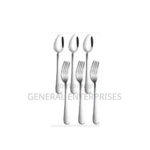 Stainless Steel Cutlery Set Featuring Matching Forks and Spoons.