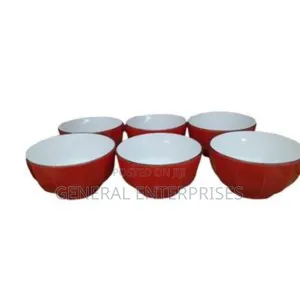 Vintage-Style, Ridged Red Ceramic Bowl Set