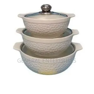 Set of Generic 3-Piece White Ceramic Dinner Serving Bowls
