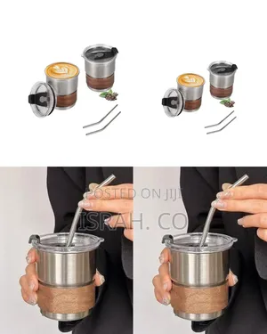 Insulated Stainless Steel Coffee Tumbler With Wooden Grip
