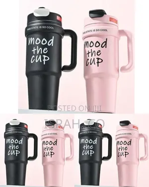 Stylish Insulated Travel Mug With Handle - "Mood the Cup