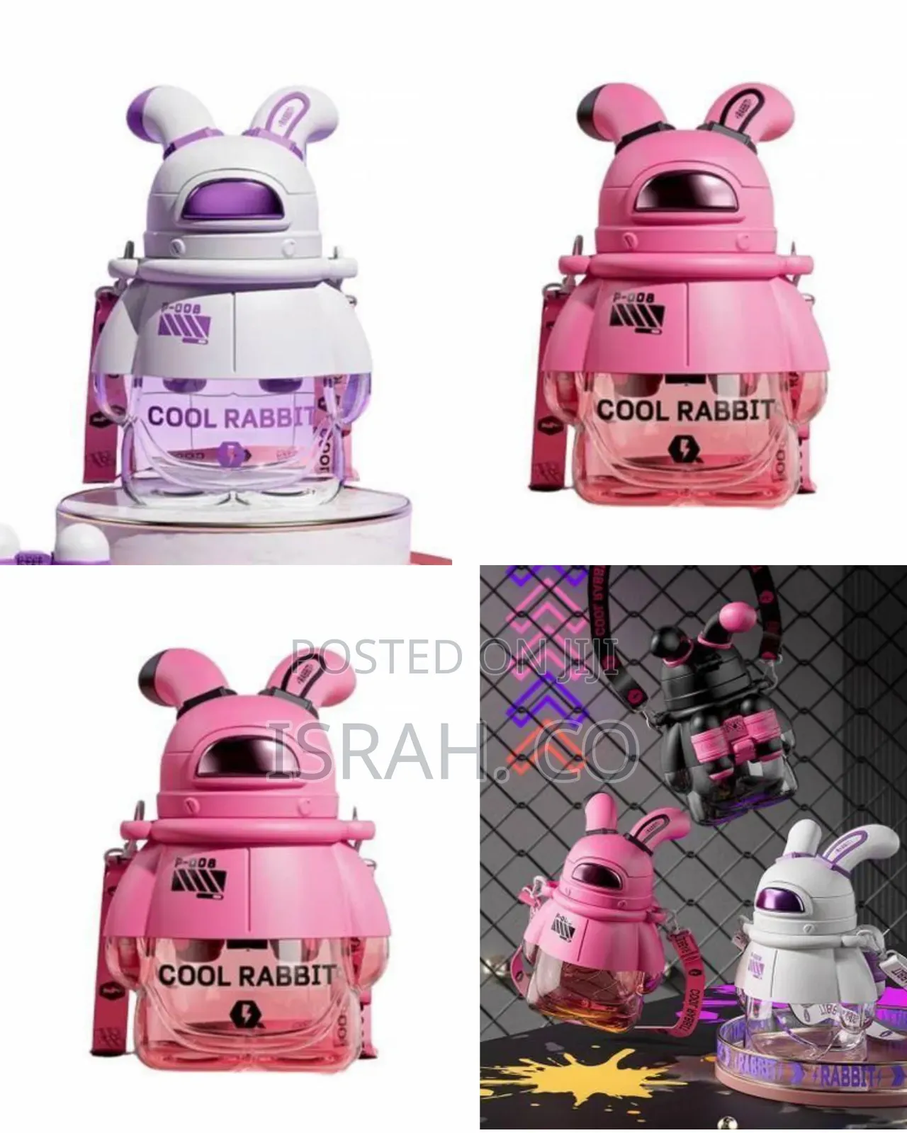 Fun "Cool Rabbit" Bunny-Shaped Water Bottle With Strap