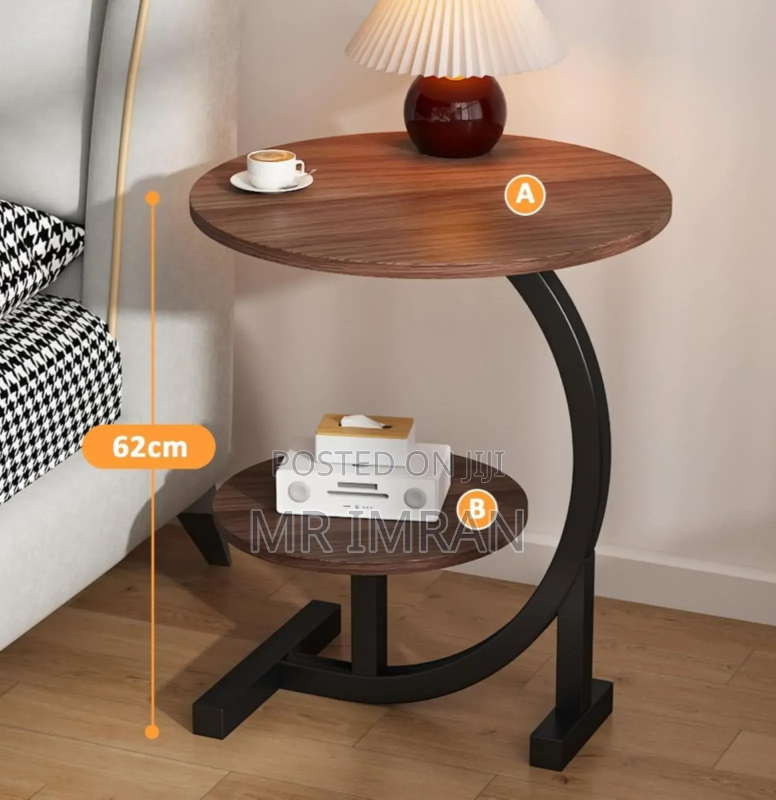 C-Shaped 2-Tier Side Table