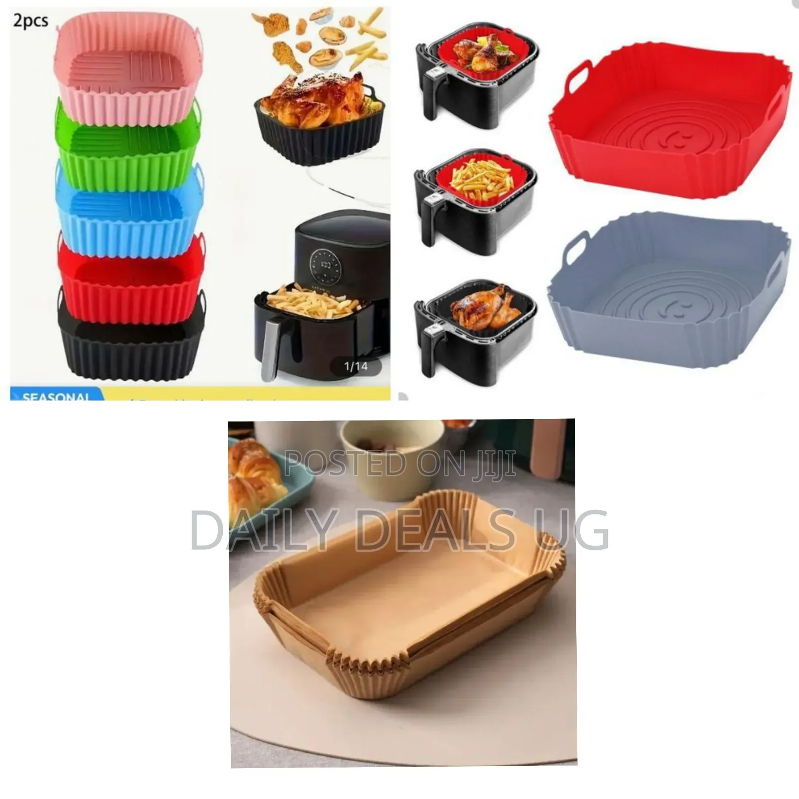 Square Reusable Silicone Air Fryer Liners / Baskets - Essential