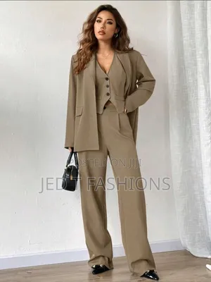 Easelle 3pcs/Set Love Print Striped Suit Jacket, Vest and Pants