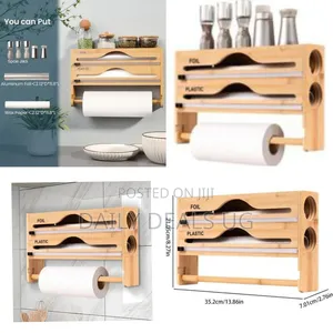 Bamboo Kitchen Wrap Dispenser And Paper Towel Holder - Multicolor
