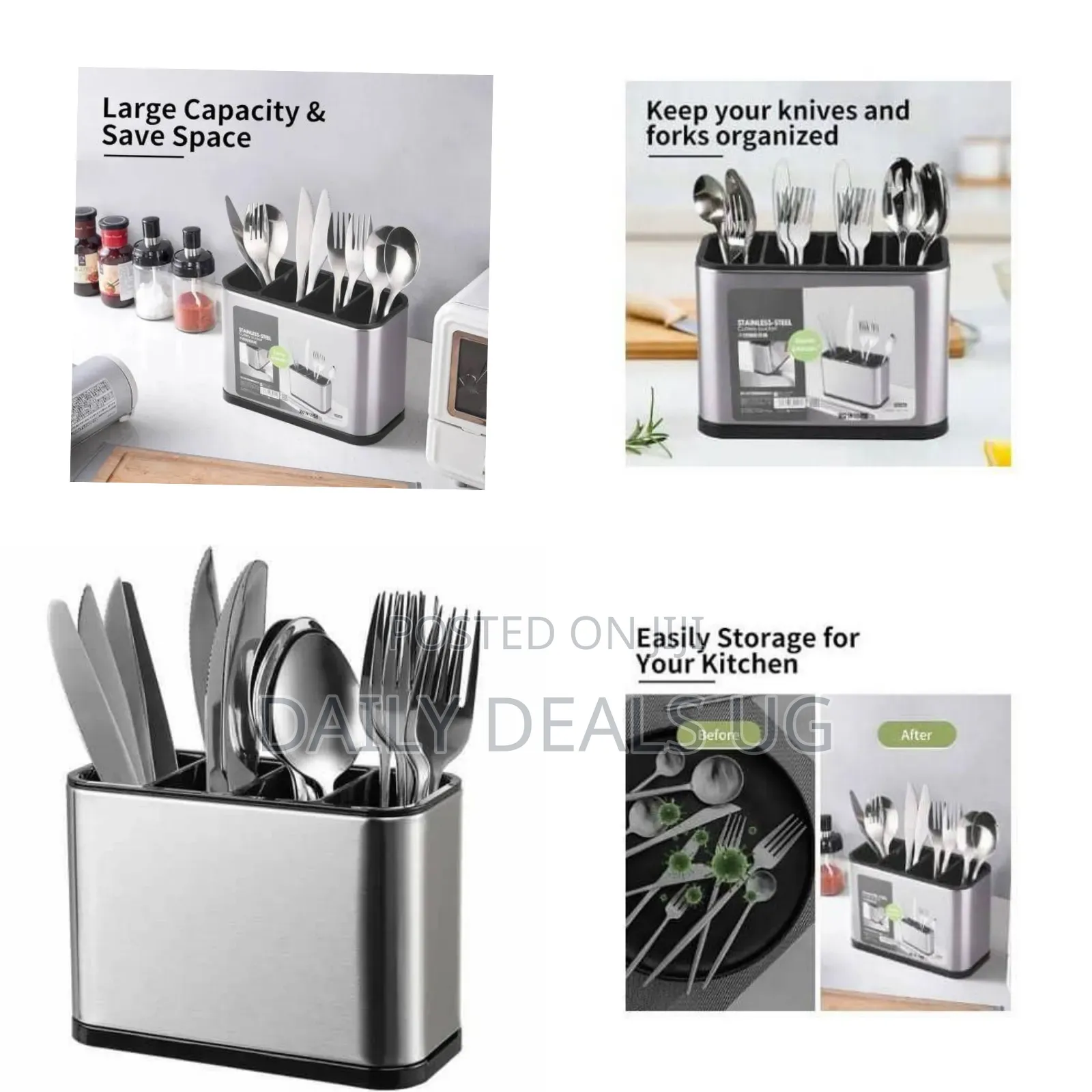 Stainless Steel Cutlery Organizer Storage Caddy - Multicolor