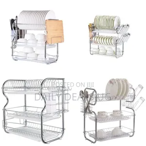 Three-Tier Multi-Function Dish Drying Rack - Multicolor