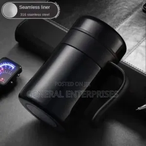 Black Insulated Coffee Mug Constructed With 304 Stainless Steel.