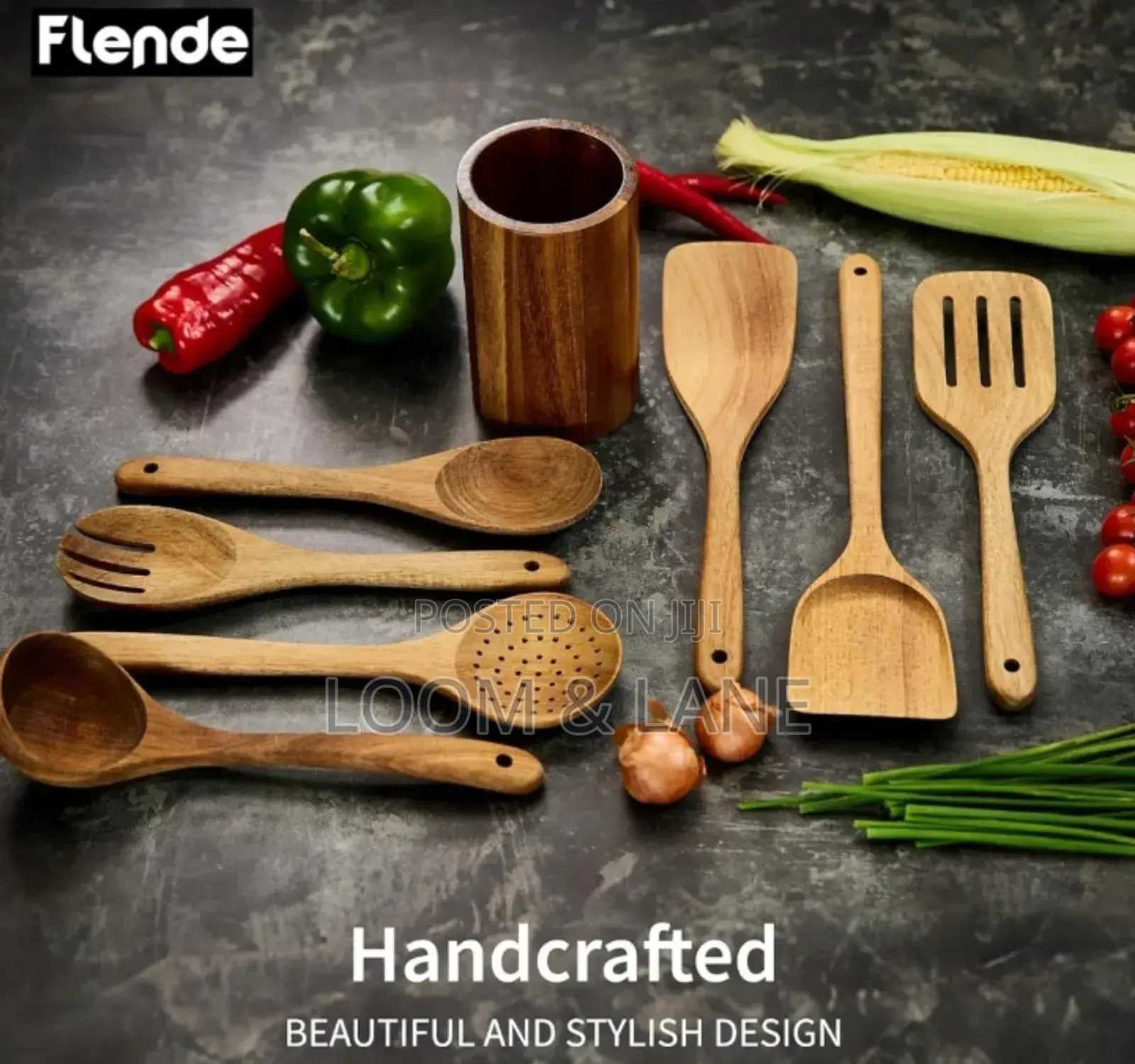 8pcs Flende Premium Wooden Kitchen Utensils Set