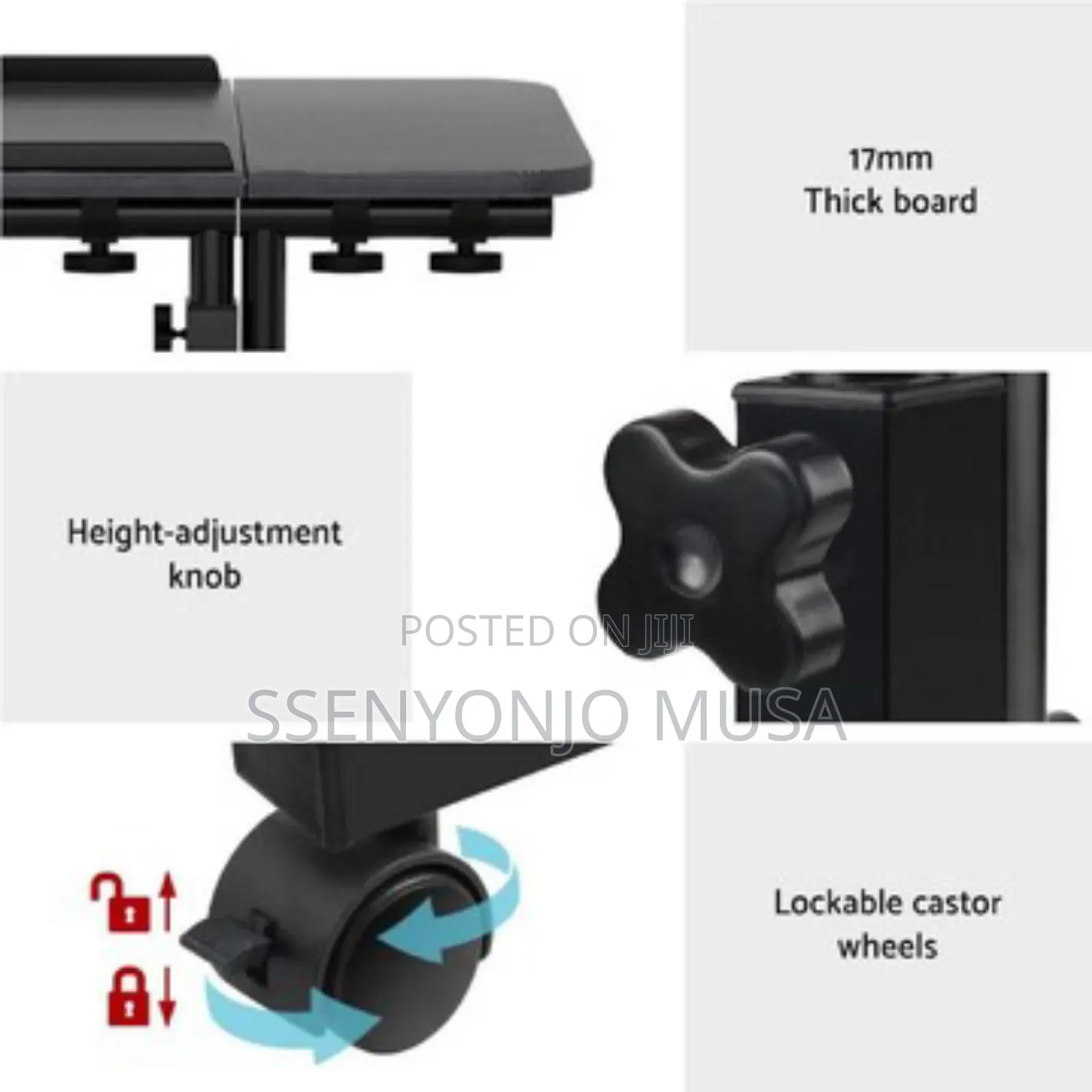 Laptop Desk Table With Usb Cooling Fan – Adjustable 60cm Black Stand