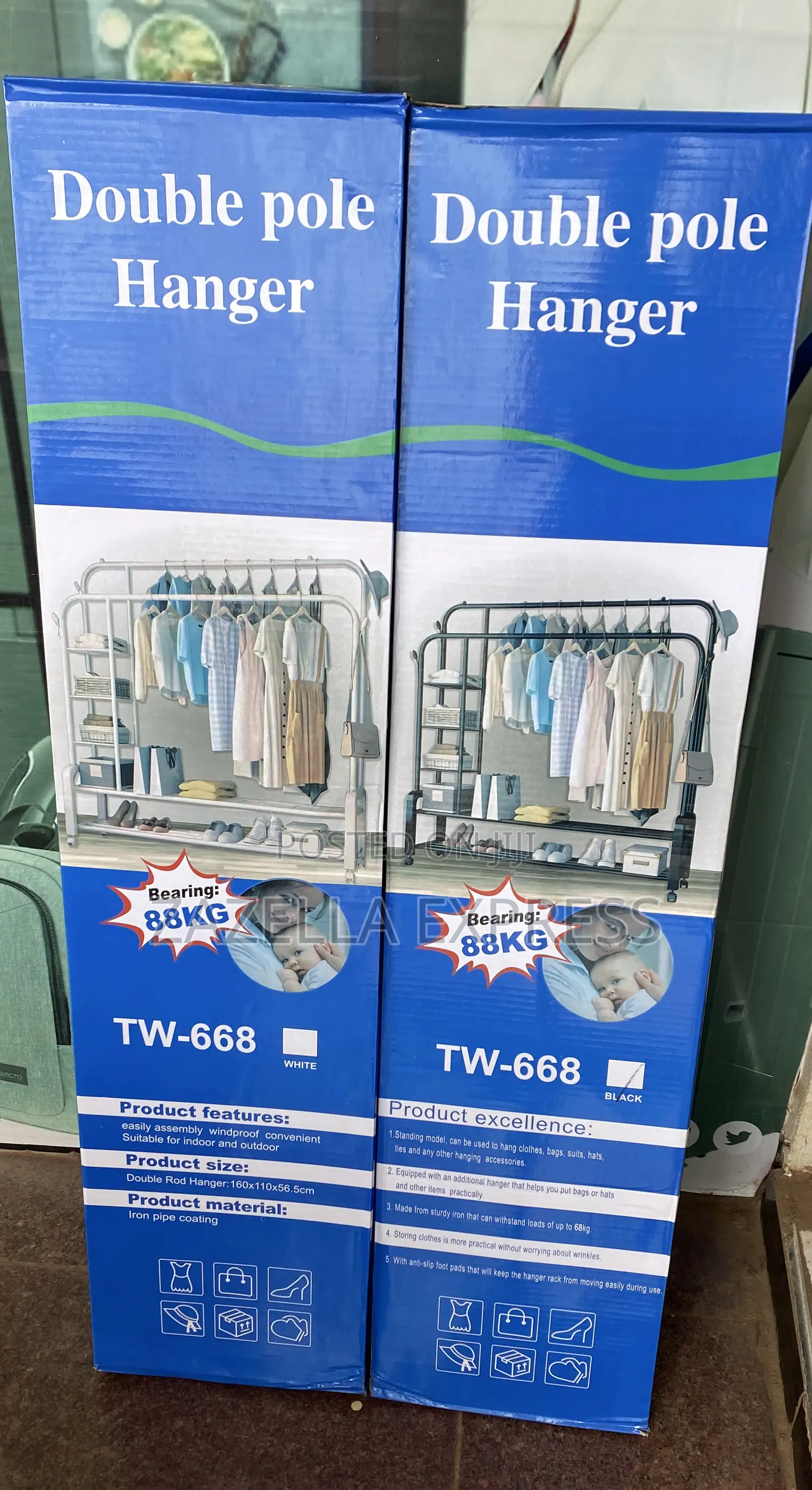 Garment Rack Free Standing Cloth Hanger With Double Rods