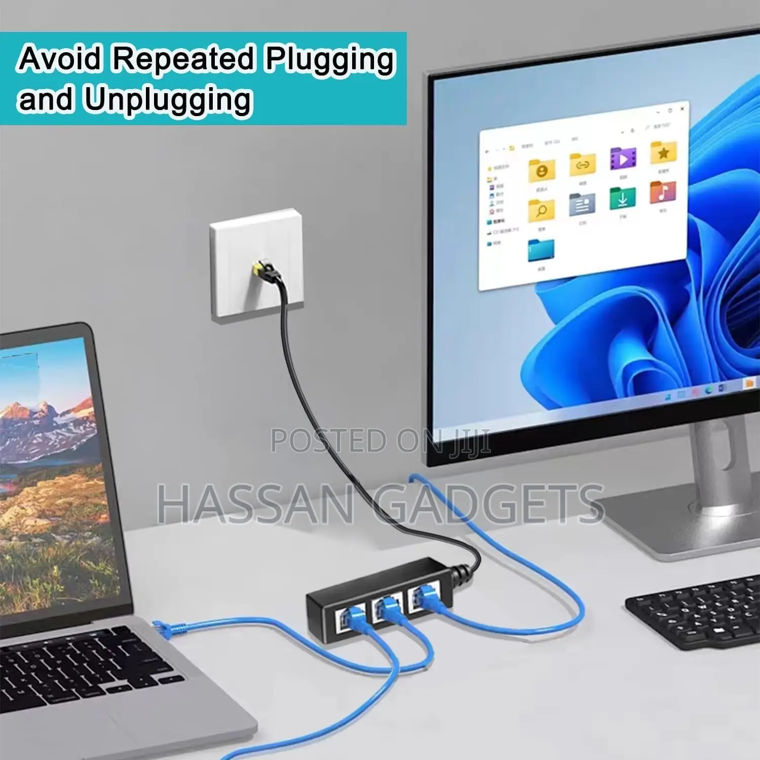 Rj45 Splitter 3way Network Splitter Ethernet Adapter