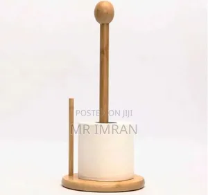 Free-standing Bamboo Toilet Paper Holder And Tissue Storage Stand.