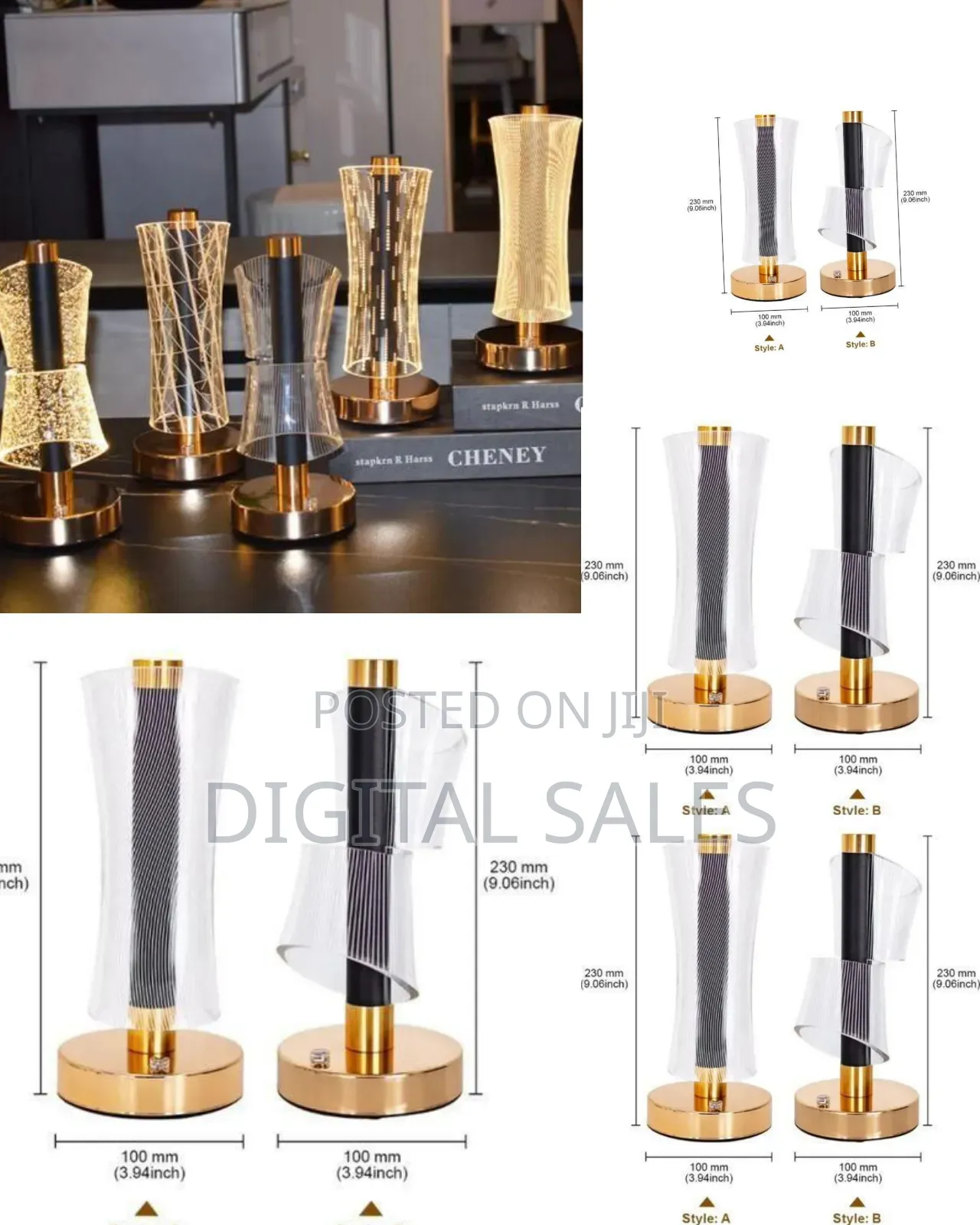 Portable Crystal Desk Lamp - Gold