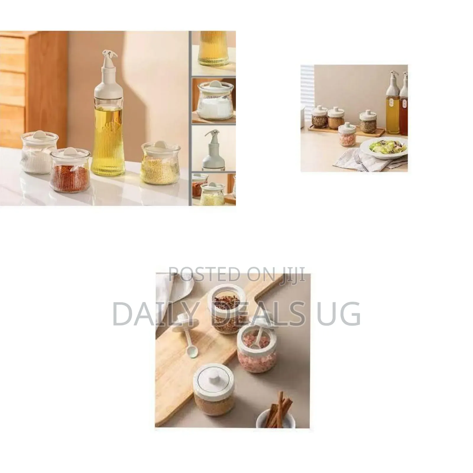 Elegant Glass Oil Dispenser and Spice Jar Set - Multicolor