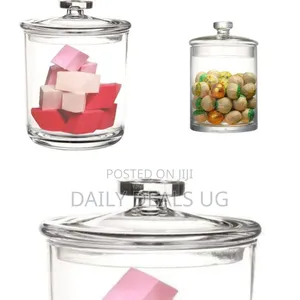 Versatile Clear Vanity Canister With Matching Lid - Clear